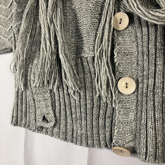 Peppe Peluso Sweater Womens Medium Knit Fringe Cardigan Chunky Boho Wool Blend - Picture 6 of 16